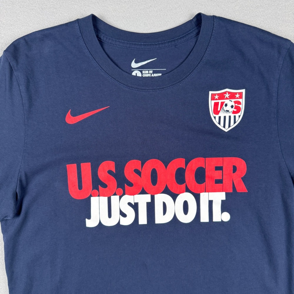 Nike US Soccer Just Do It Slim Fit T-Shirt Mens Large Navy Blue 547213-451 - Picture 2 of 9